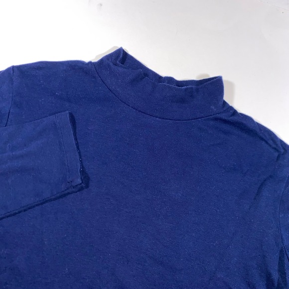 Kim Rogers Tops - Kim Rogers Womens Navy Blue Mock Neck Long Sleeve Top Size Large Classic Knit